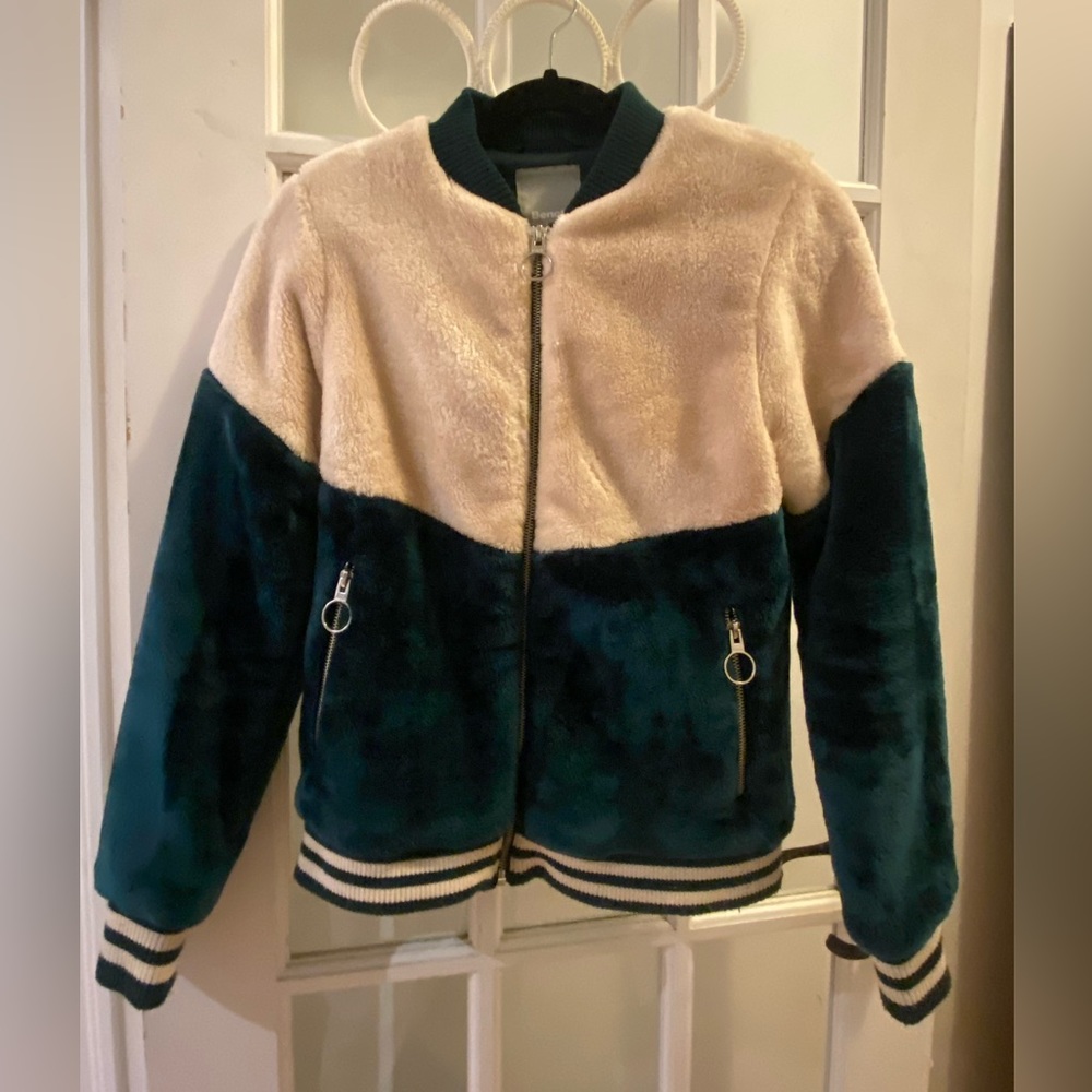 XS Bench Cozy Velour Varsity Jacket, Barely Used - Excellent Condition